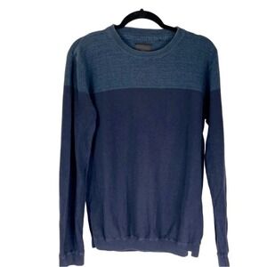 Minimum block Pelle knit sweater unisex sz L light & dark blue 100% cotton 355